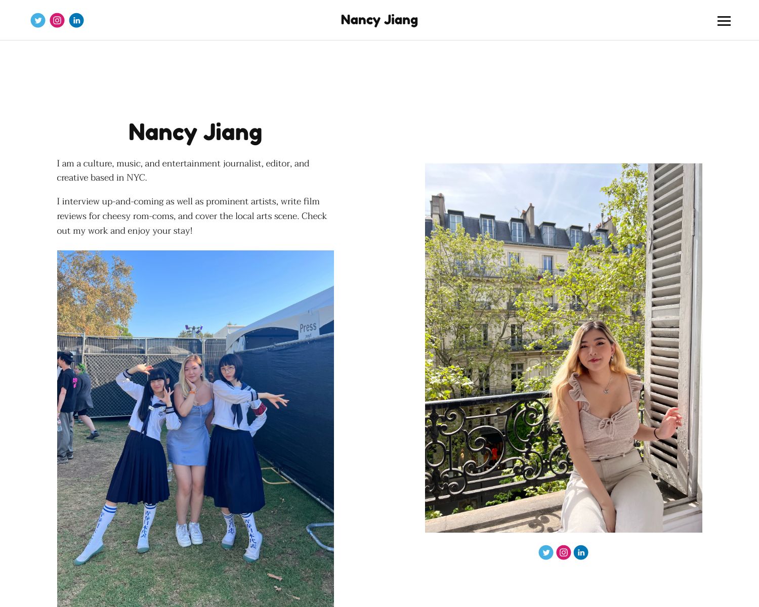 Screenshot of Nancy Jiang's Portfolio