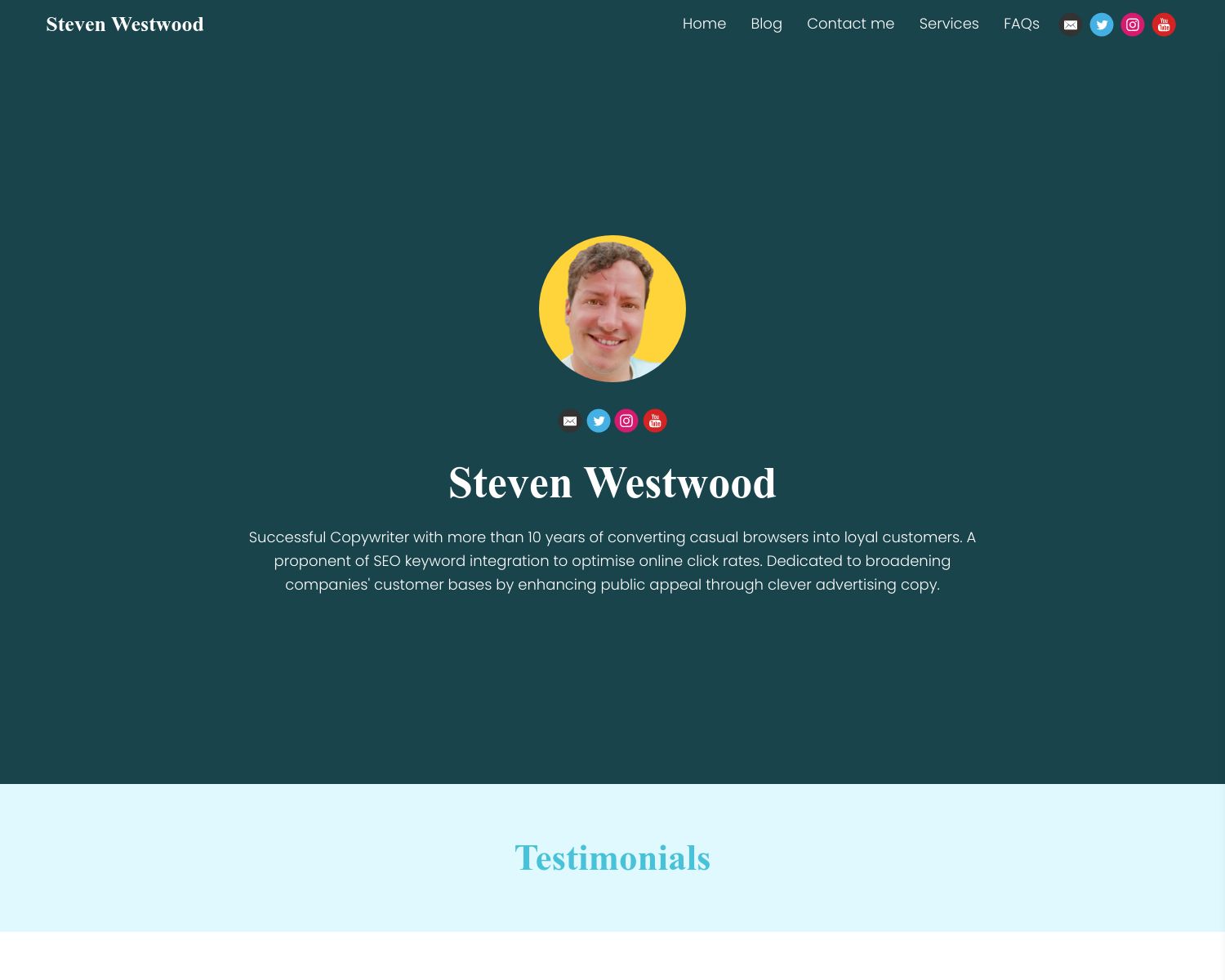 Steven Westwood Portfolio Screenshot