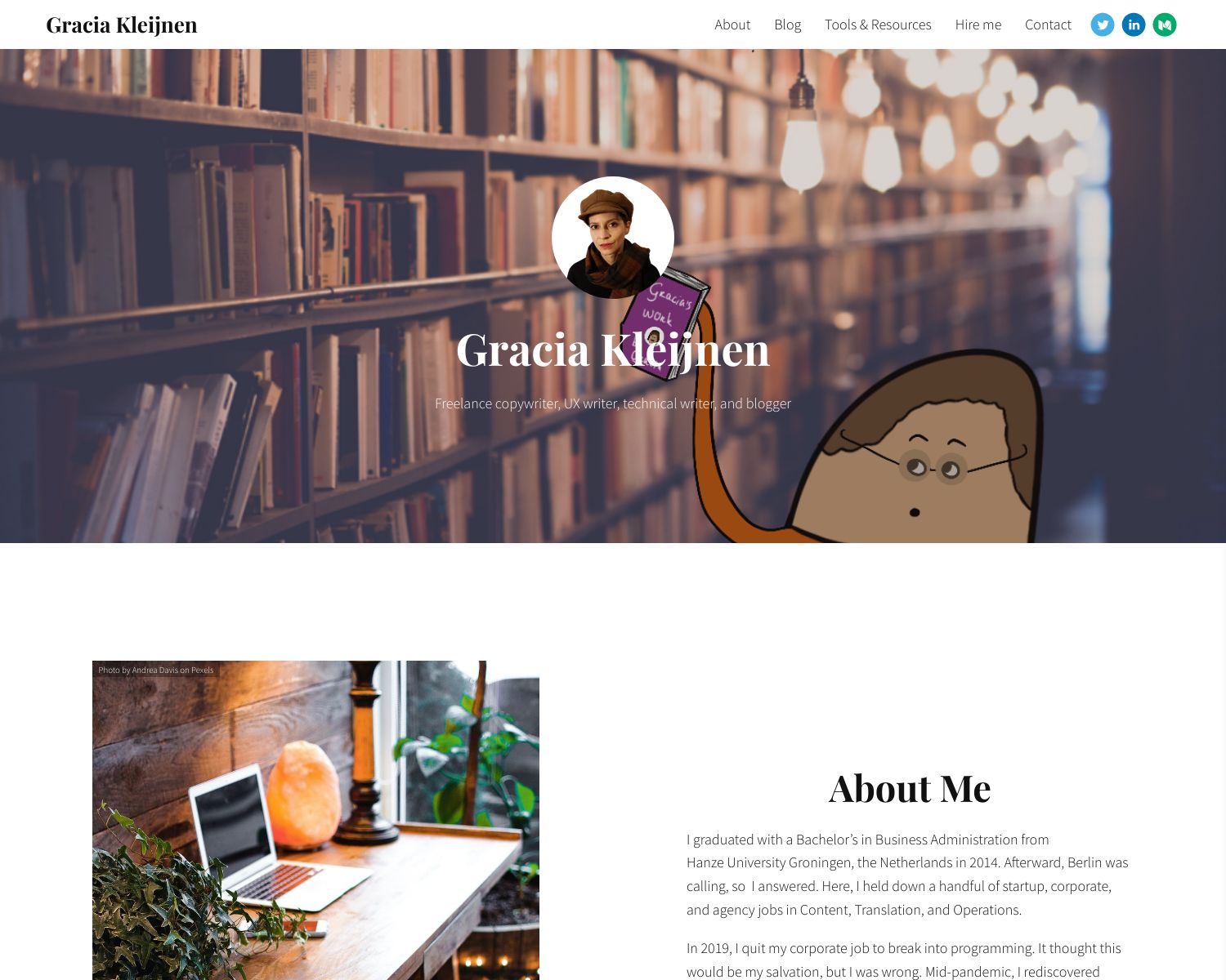 Screenshot of Gracia Kleijnen's portfolio