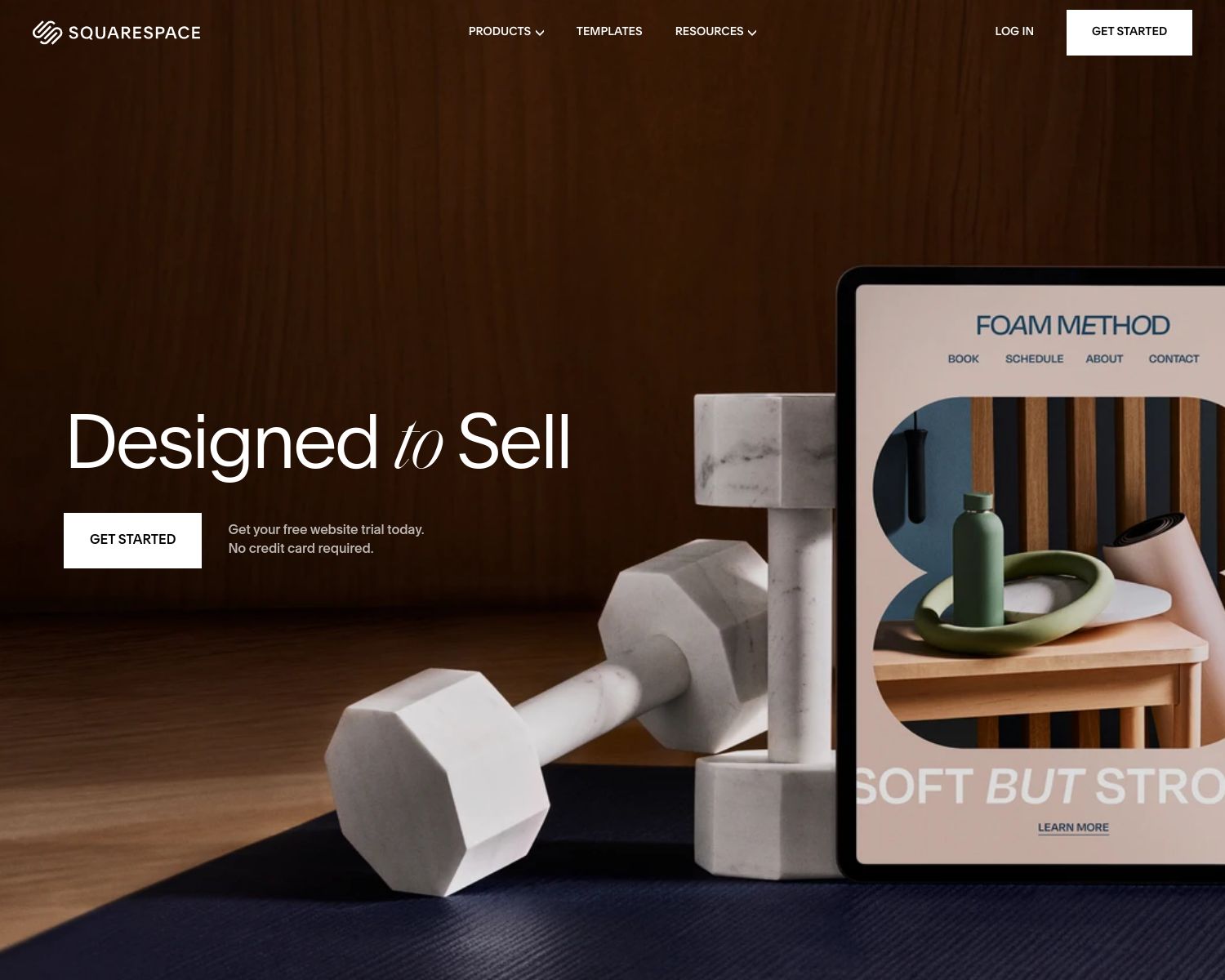 The Squarespace home page
