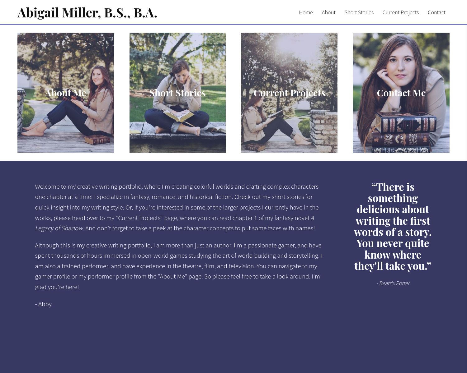 Abigail Miller Portfolio Screenshot