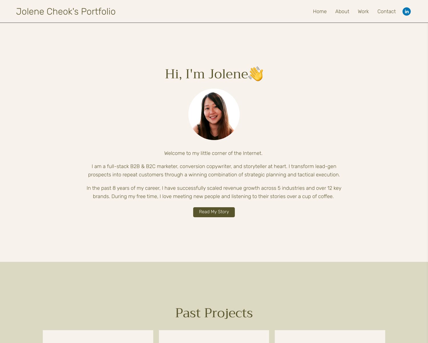 Screenshot of Jolene Cheok's portfolio