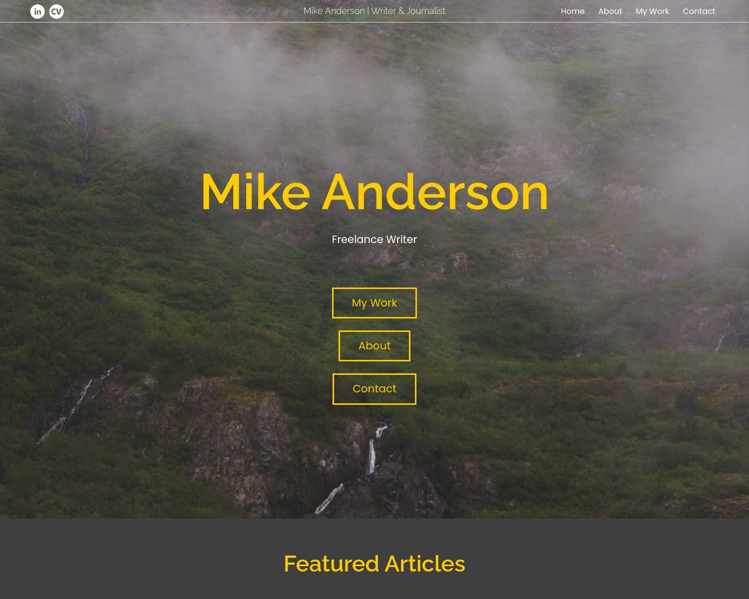 Mike Content Marketer Portfolio Example Home Page