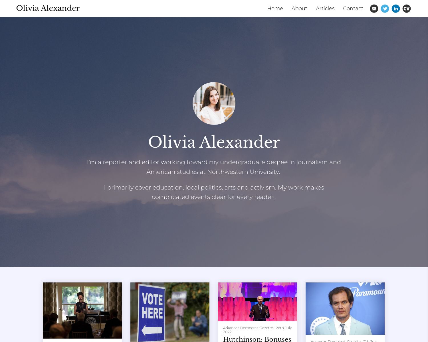 Screenshot of Olivia Alexander's Portfolio