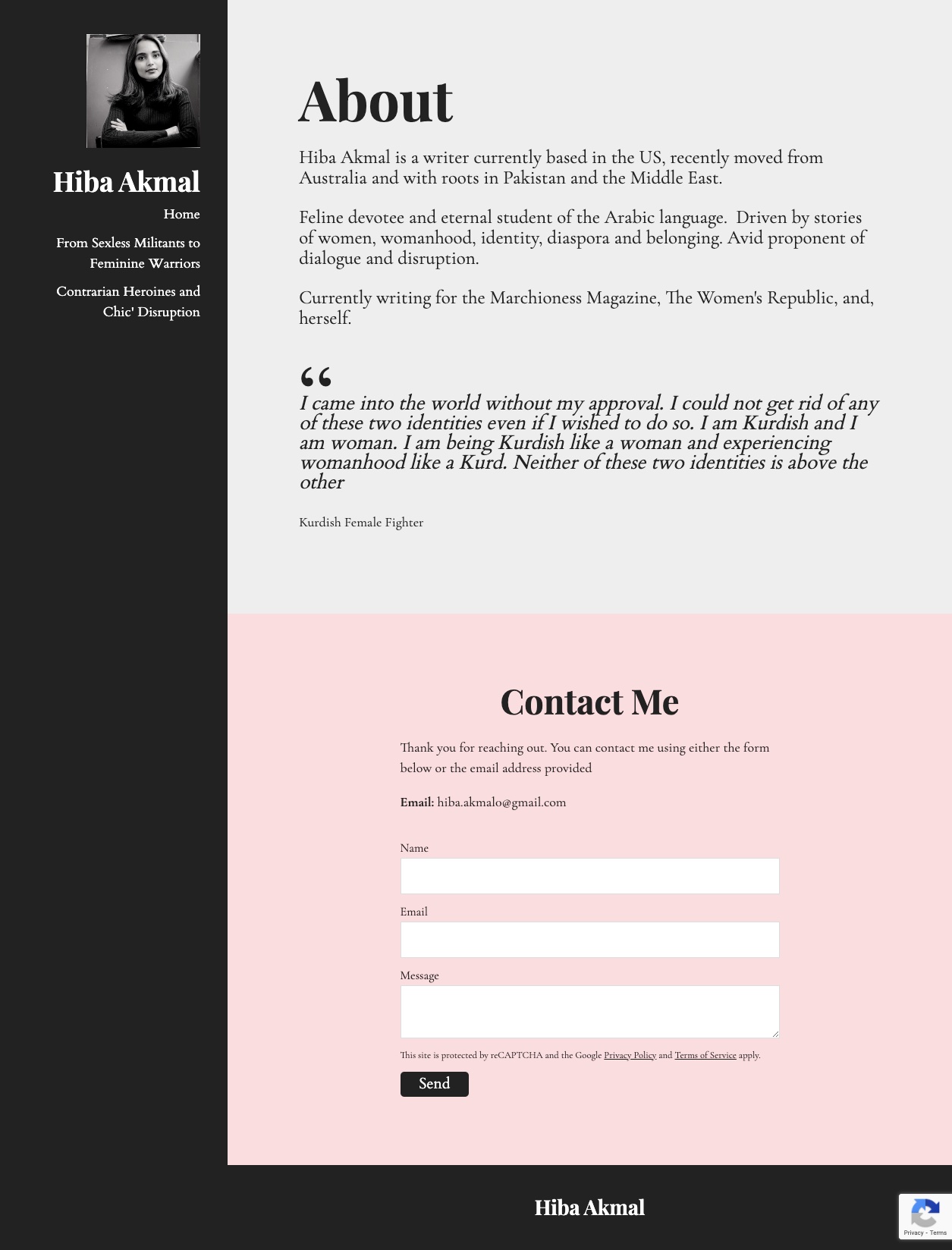 Hiba Akmal's Contact Page