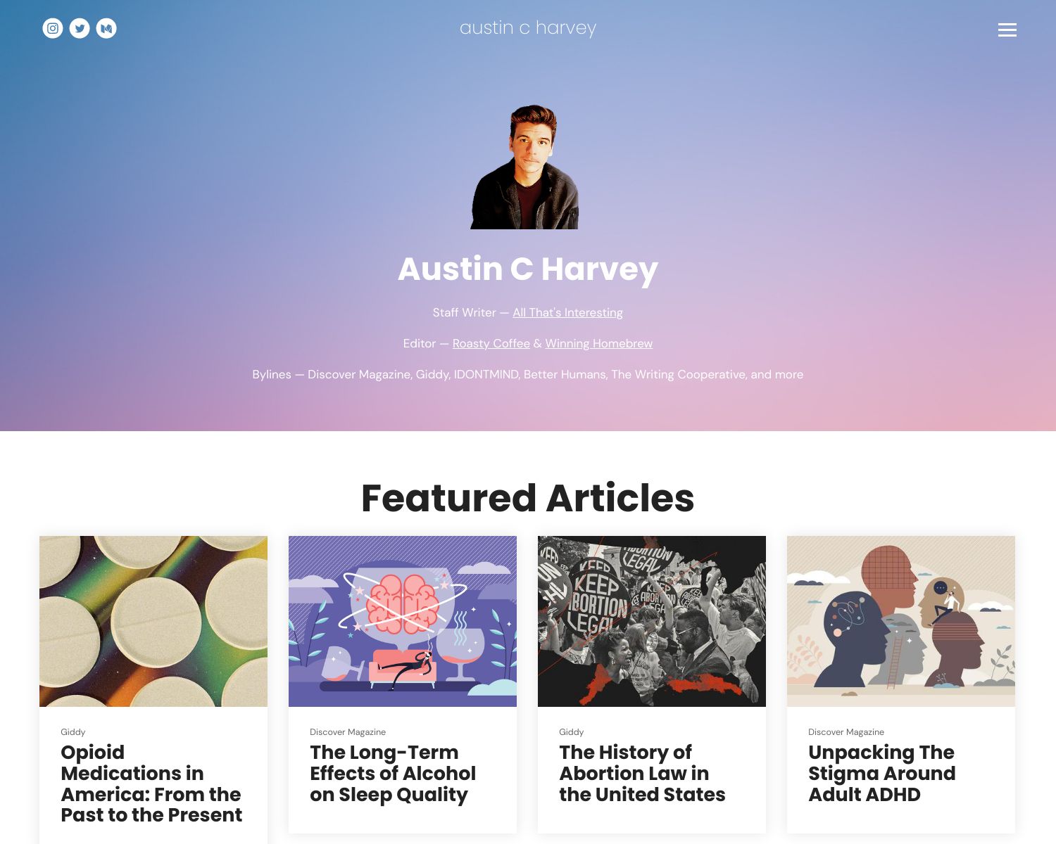 Screenshot of Austin Charvey's Portfolio