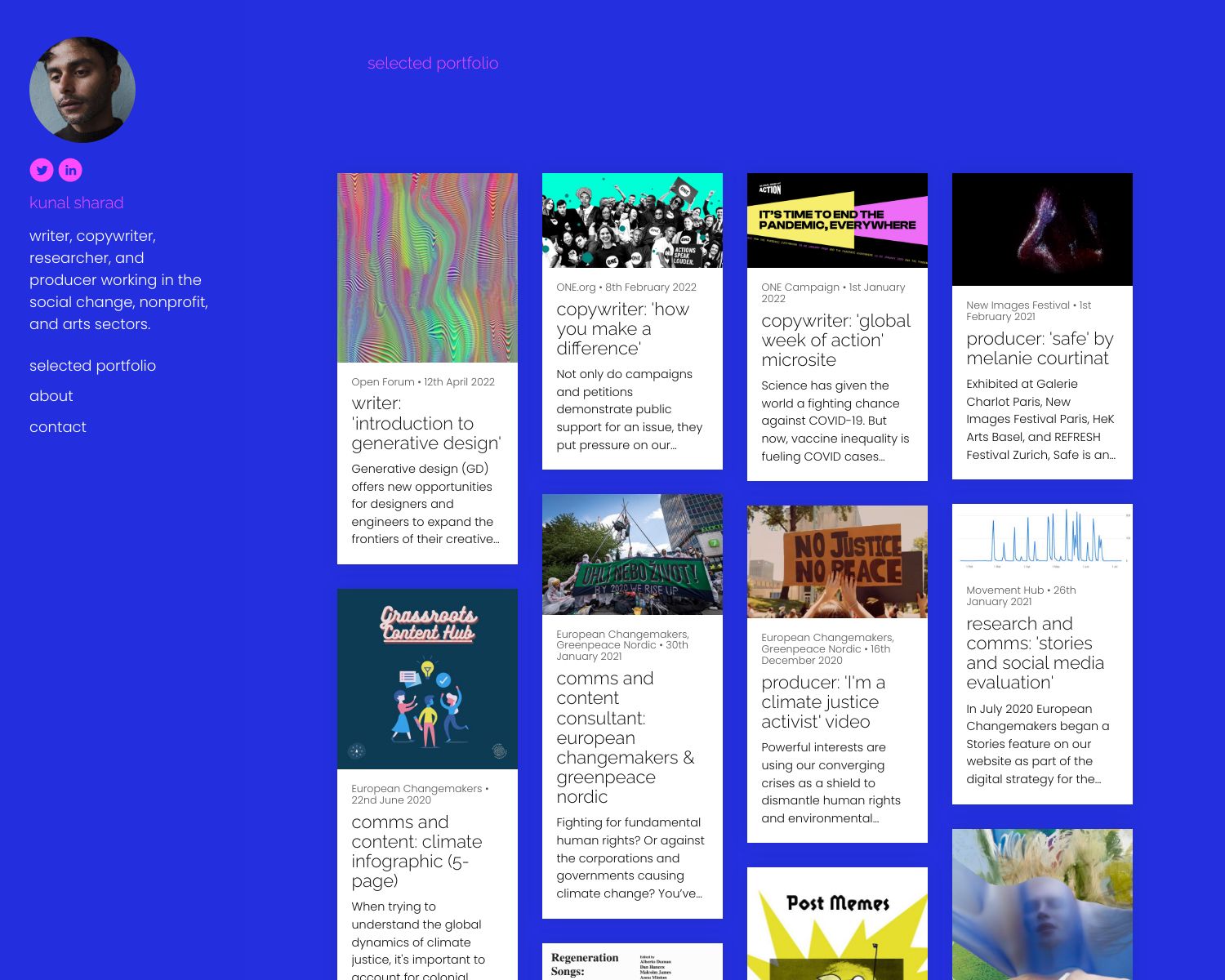 creative writing writing portfolio examples