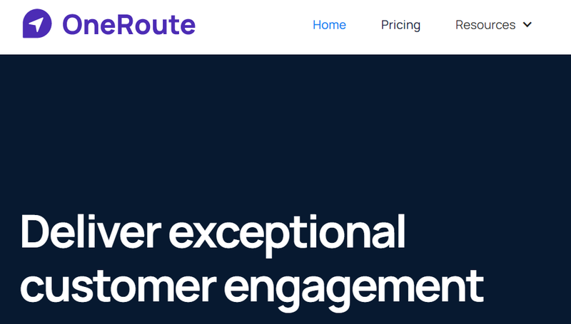 A screenshot of the OneRoute.io Homepage