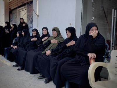 Women attend the funeral of a Hezbollah solider in Southern Lebanon. Aug 20, 2024