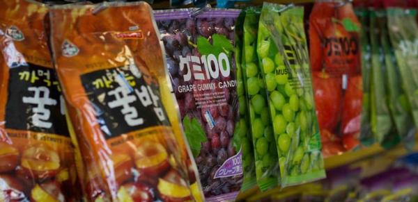 Assortment of snacks from Asian countries