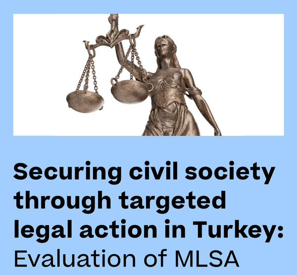 Cover of report reads securing civil society through targeted legal action