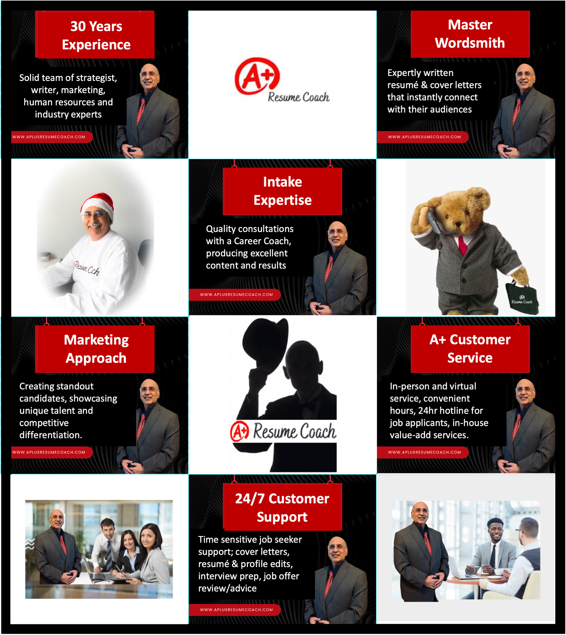 Collage of client success stories with A+ Resume Coach Collage of client success stories with A+ Resume Coach