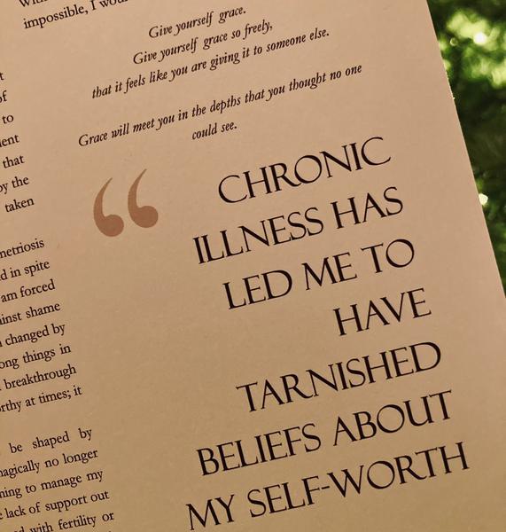 'Chronic illness has led me to have tarnished beliefs about my self-worth' Quote from Small Leaf Press Jaden written by Millie Blue Capon