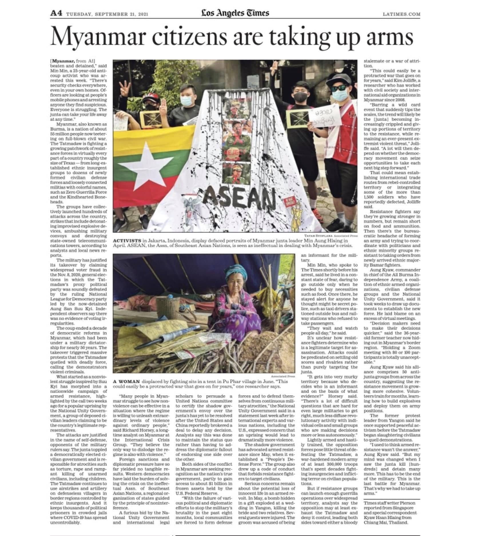 Myanmar's ethnic insurgents raise pressure on military junta - Los Angeles  Times