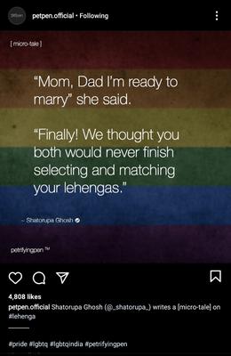 LGBTQ pride, marriage, lehengas