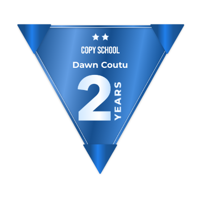 Dawn Coutu received her 2 Year Copy School Loyalty Badge through Copyhackers