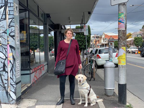 Lauren Henley and her guide dog, Valentina