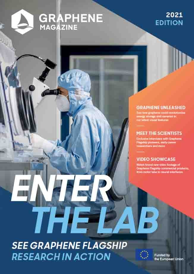 Magazine cover showing the caption "Enter the Lab" and a man in protective lab gear looking into a machine