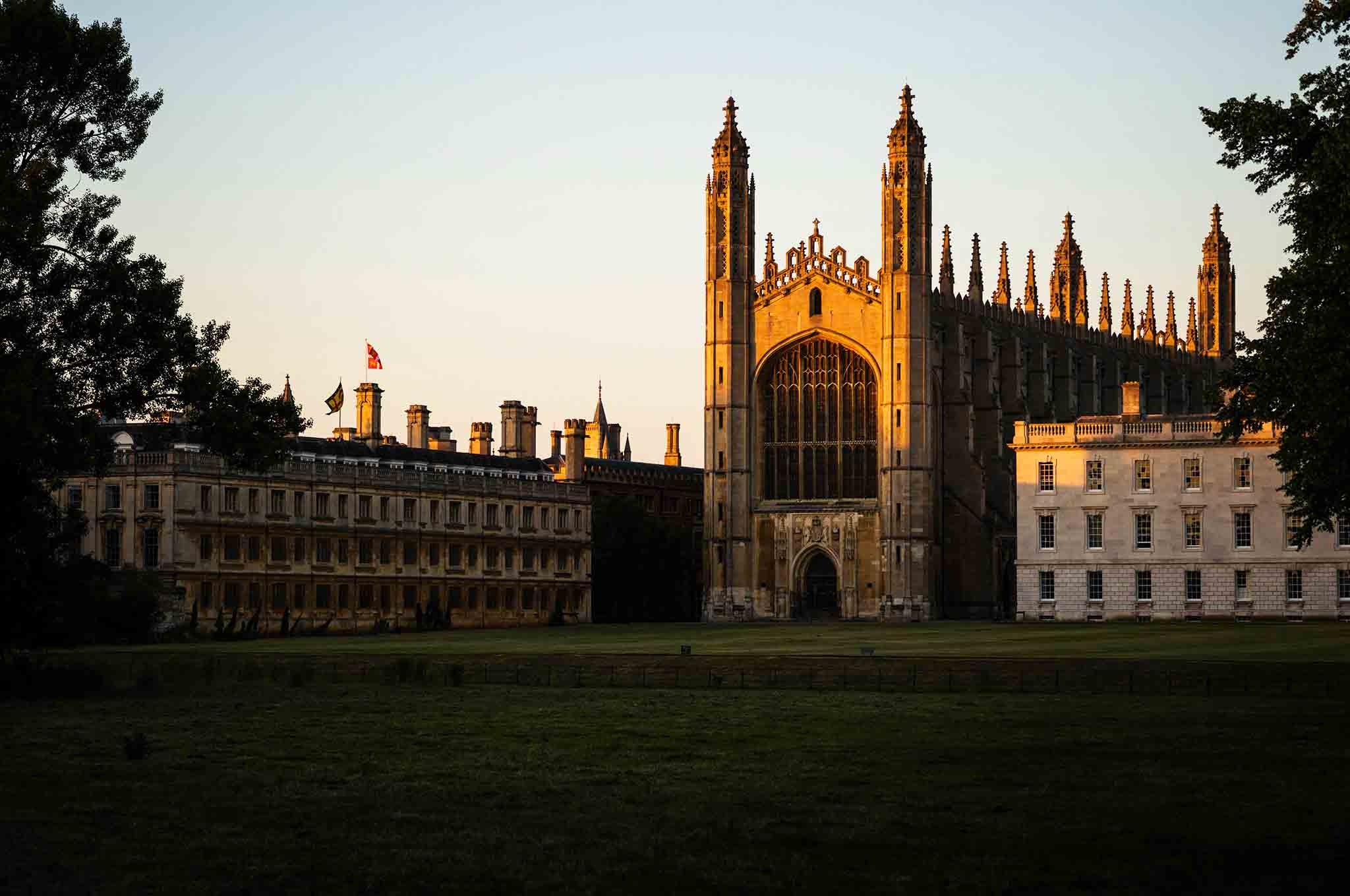 King's College, Cambridge, an old medieval cathedral under the sunset King's College, Cambridge, an old medieval cathedral under the sunset
