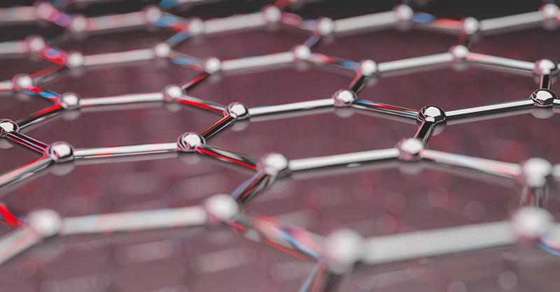 Scientific illustration showing the hexagonal structure of graphene