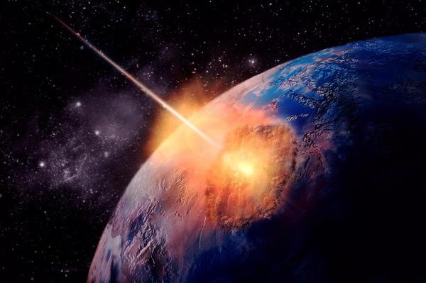 Image of asteroid hitting Earth