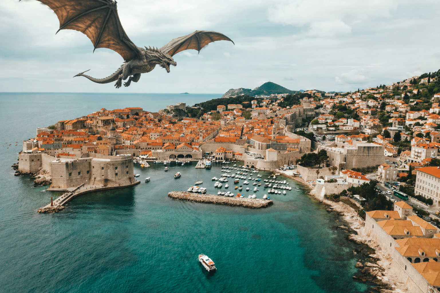 Dubrovnik, Croatia cityscape with historic coastal architecture.