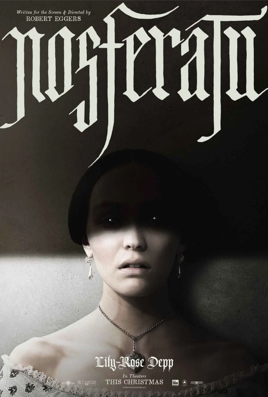 A promotional poster for the movie Nosferatu (2024), directed by Robert Eggers.
