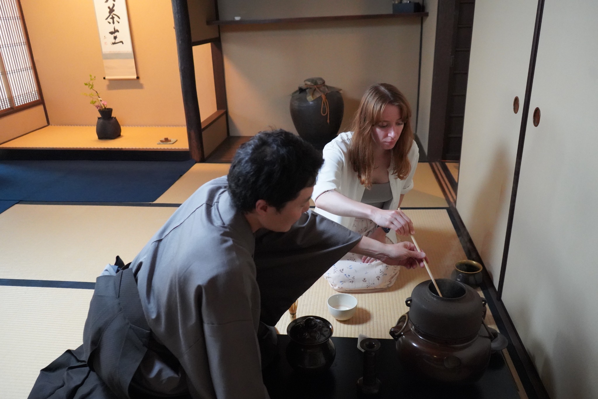 An image showing a traditional Japanese tea ceremony demonstration.