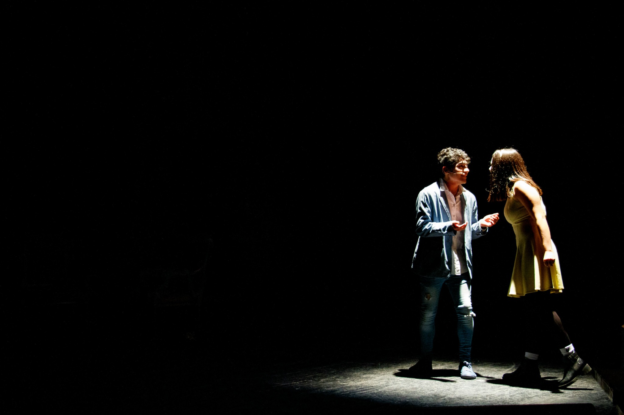Stage performance with two actors used in theatre casting article.