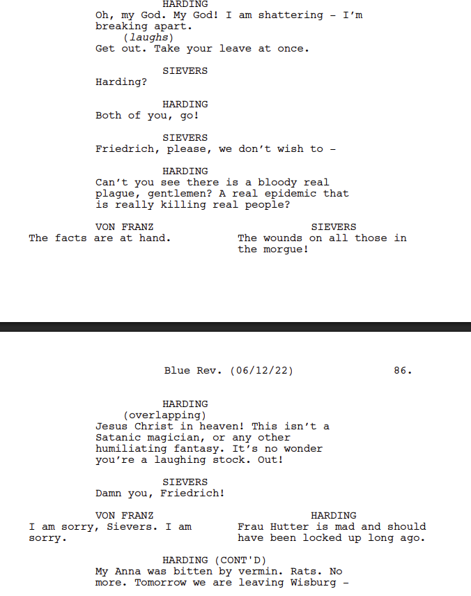 A script fragment from Nosferatu (2024).