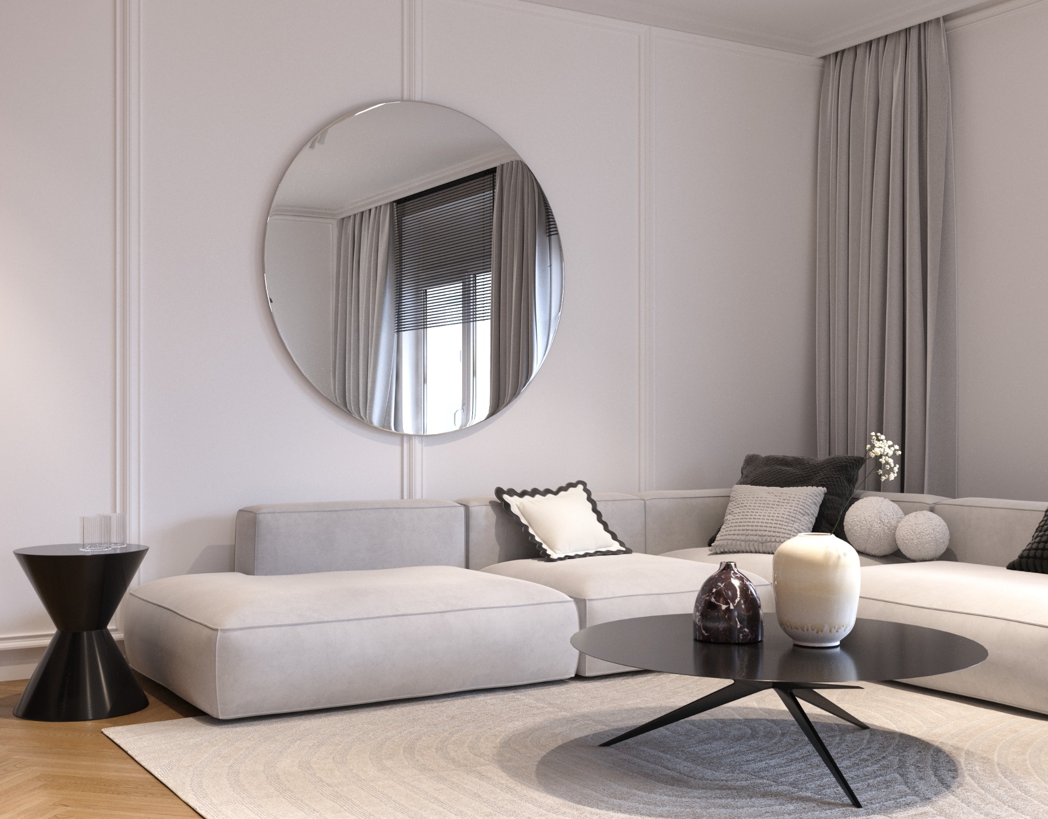 Design interior living si canapea in stil clasic de atelier mudi