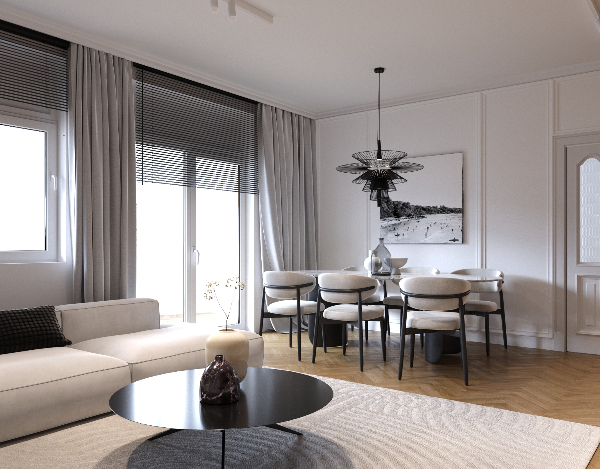 Design interior living si dining in stil clasic parizian de atelier mudi