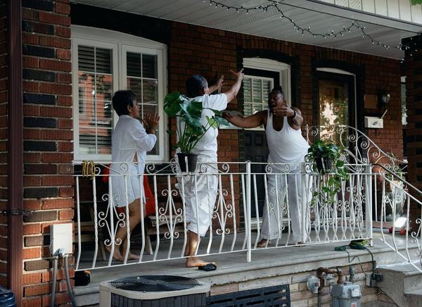 Photo of Ana, Dree, and Abena in Ara Shushit or "Flower Bodies" by Nickeshia Garrick and Irma Villafuerte. Photo of Ana, Dree, and Abena in Ara Shushit or "Flower Bodies" by Nickeshia Garrick and Irma Villafuerte.