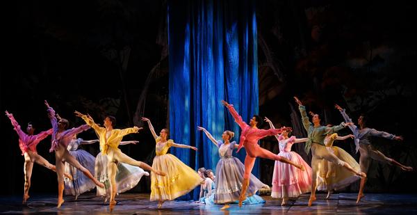 Artists of Atelier Ballet with tenor Antonin Rondepierre as Acis and soprano Meghan Lindsay as Galatea in the finale of Opera Atelier's production of Handel's Acis and Galatea. Photo by Bruce Zinger.