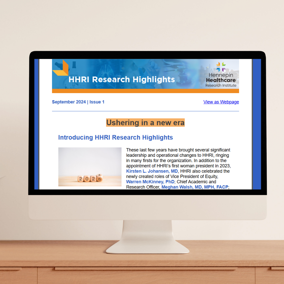 Monitor mockup displaying the first ever issue of the HHRI Research Highlights, published in September 2024. Monitor mockup displaying the first ever issue of the HHRI Research Highlights, published in September 2024.