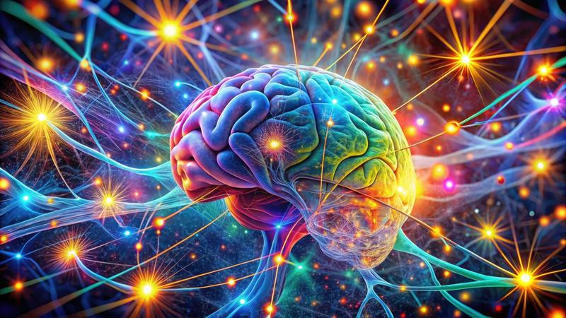 Vibrant, colorful, 3D illustration of the human brain's intricate neural network, showcasing glowing synapses, abstract shapes, and swirling patterns, symbolizing intelligence and cognitive function. Vibrant, colorful, 3D illustration of the human brain's intricate neural network, showcasing glowing synapses, abstract shapes, and swirling patterns, symbolizing intelligence and cognitive function.