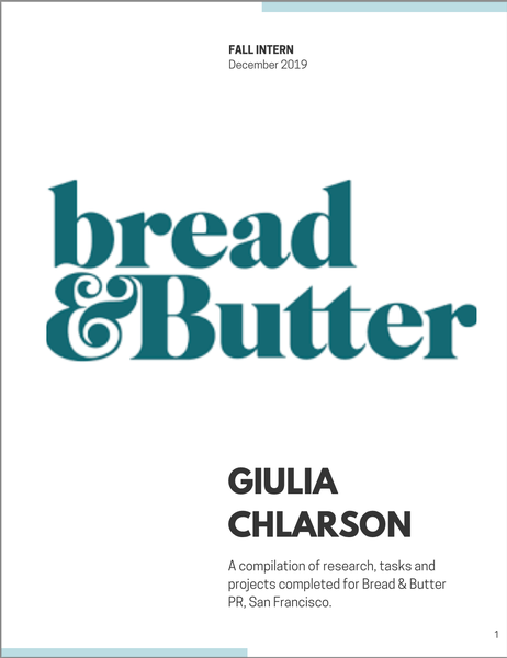 bread&Butter PR Fall 2019 Internship Porfolio
