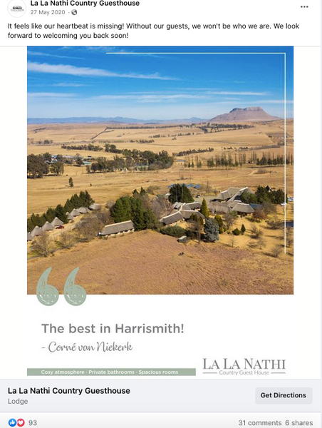 Social Media Full Suite Management | La La Nathi Country Guesthouse