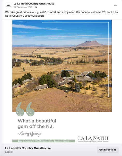 Social Media Full Suite Management | La La Nathi Country Guesthouse