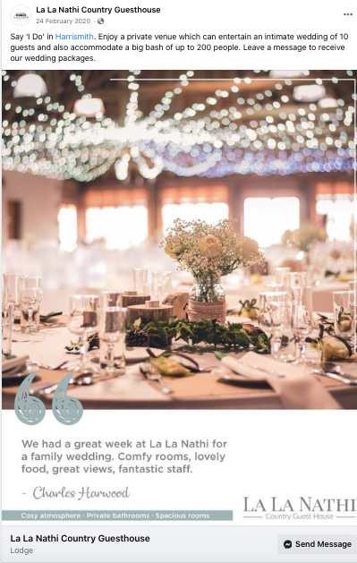 Social Media Full Suite Management | La La Nathi Country Guesthouse