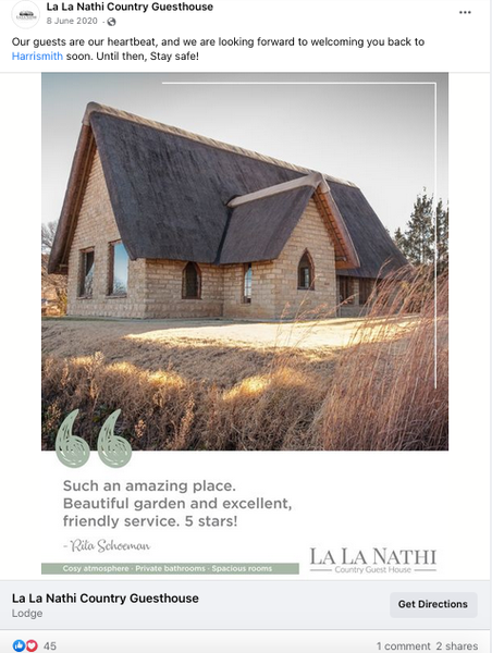 Social Media Full Suite Management | La La Nathi Country Guesthouse