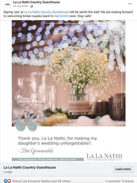 Social Media Full Suite Management | La La Nathi Country Guesthouse