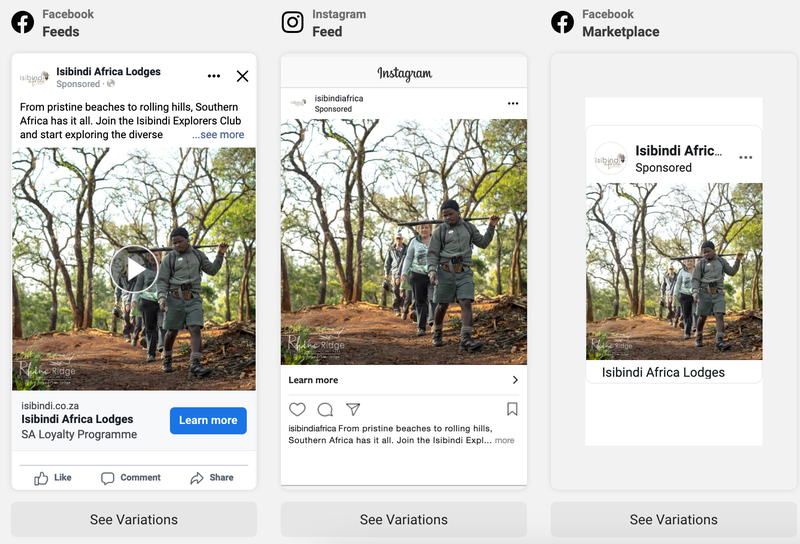 Meta Ad Campaigns | Isibindi Africa Lodges Meta Ad Campaigns | Isibindi Africa Lodges