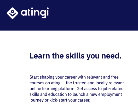 atingie website homepage