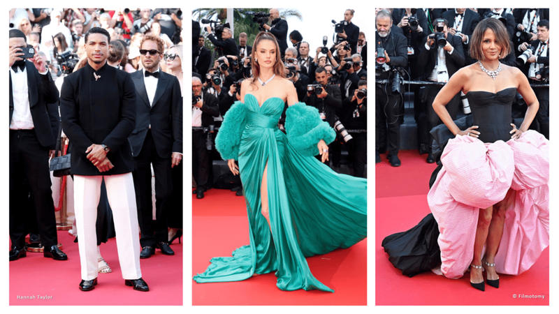 Greg Tarzan Davis, Alessandra Ambrosio, and Halle Berry on the red carpet at Cannes Film Festival 2025 – Filmotomy