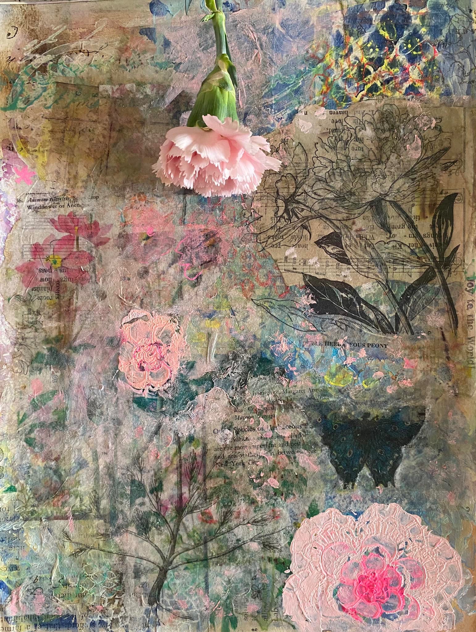 Acrylic and Collage.