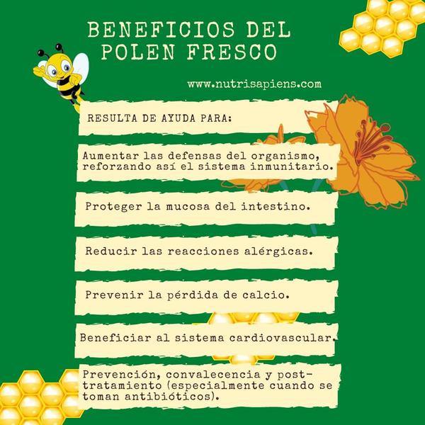 Infografía sobre los beneficios del polen creada para RRSS y newsletter