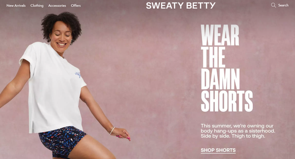 Copywriting work for Sweaty Betty London