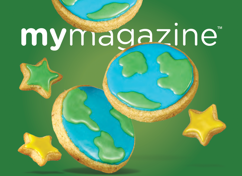 Cookies that are frosted to look like Earth.