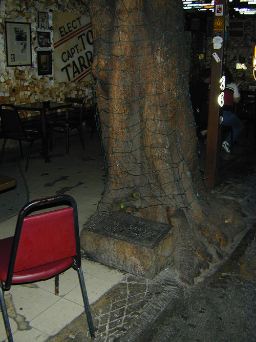 Photo of Reba Sawyer's grave in Captain Tony's Saloon.